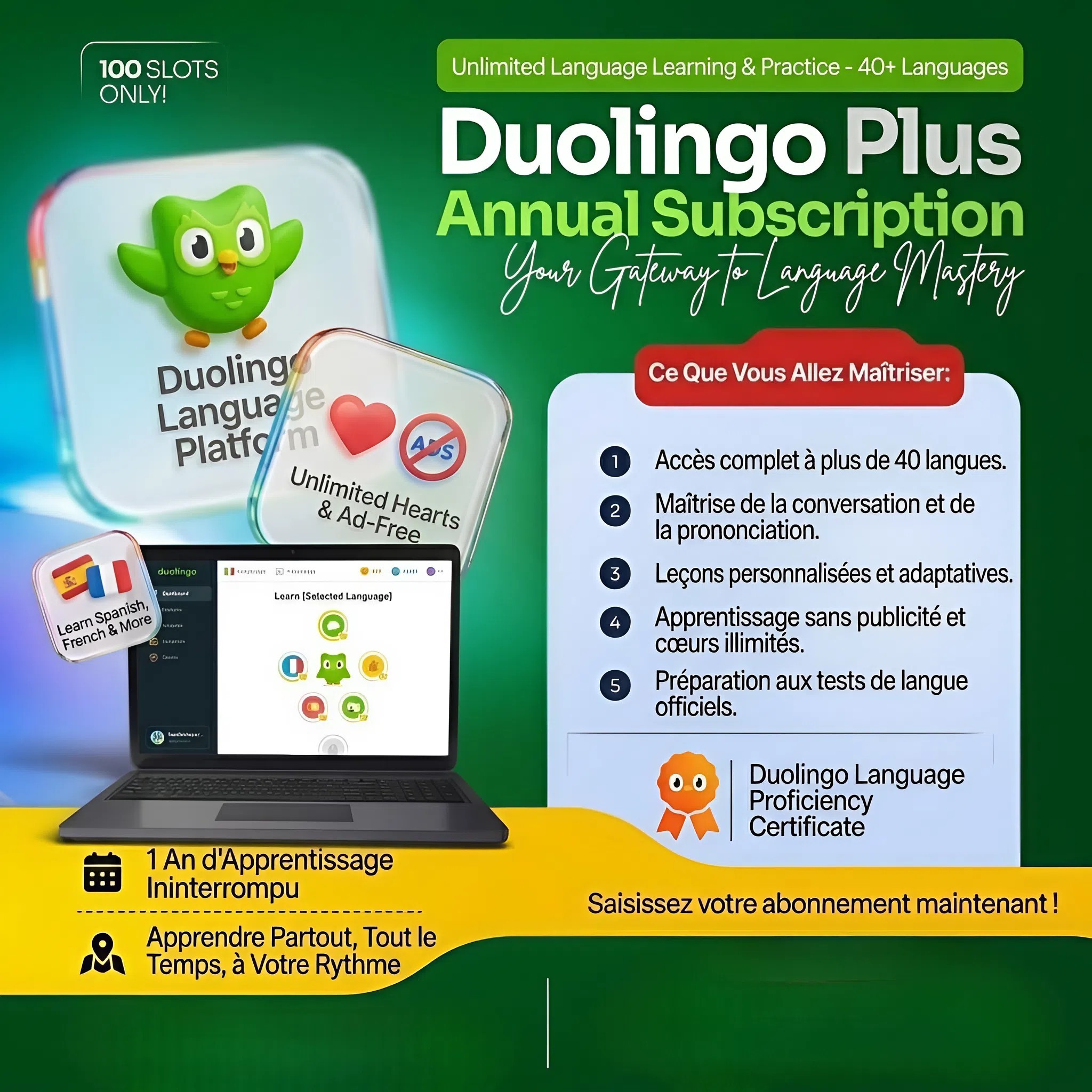 Abonnement Duolingo Super - Plan Familial Annuel