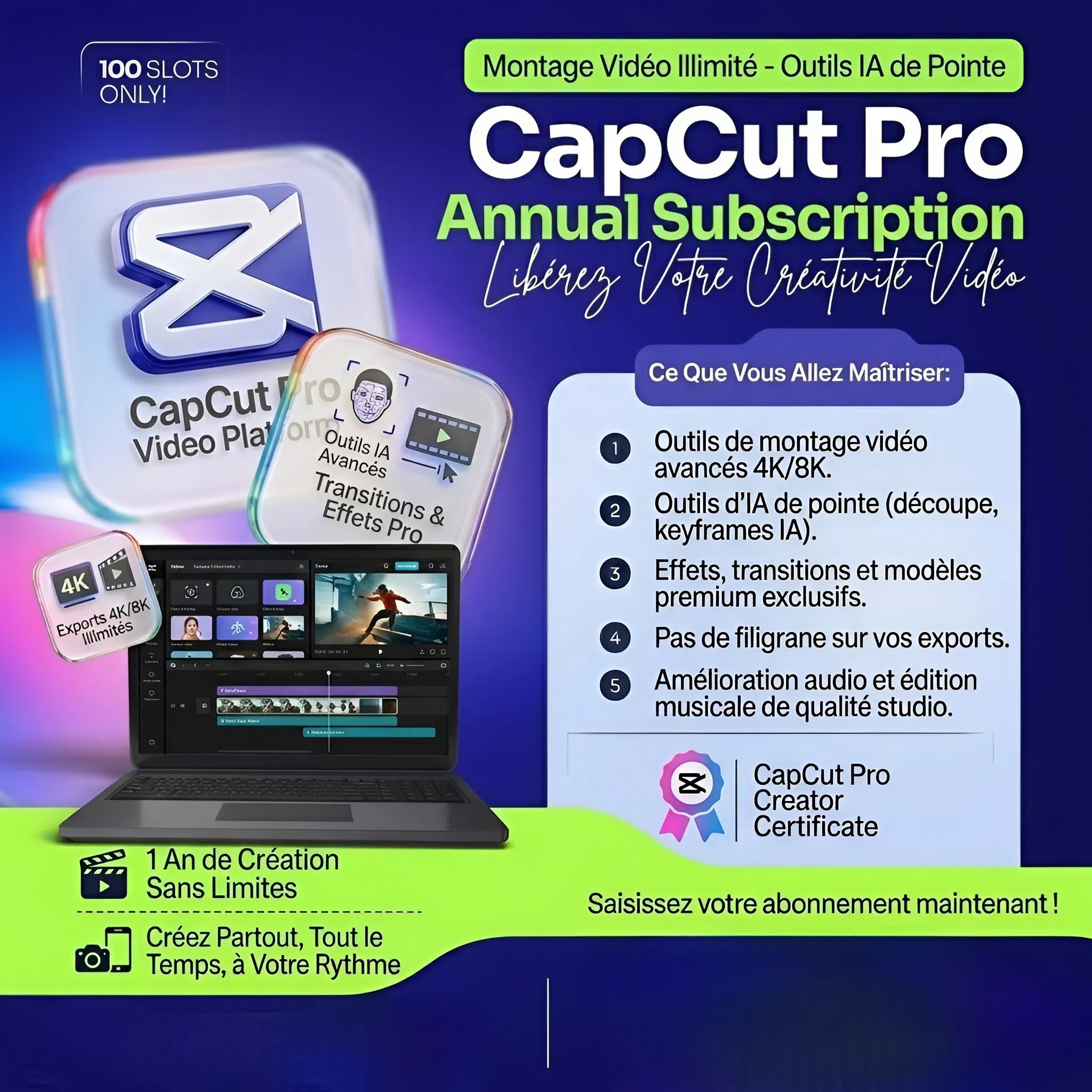 Abonnement CapCut pro - 30 jours